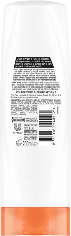 Sunsilk Natural Refill Balsam cu Ulei de Argan si Migdale Par Fragil 200 ml Bax 12 buc.